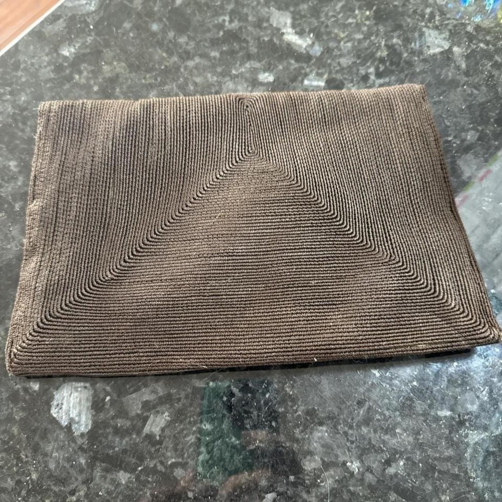 Vintage‎ Brown Brocade Clutch Evening Bag With Crystal Clasp - Picture 5 of 6